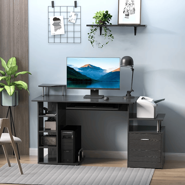 Wooden Office Desk MDF 152 x 60 x 88 cm Black