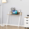 Desk Computer Table 84x45x85cm with Wooden Worktop and Metal Feet Modern Style Oak and White