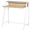 Escritorio Mesa de Ordenador 84x45x85cm con Encimera de Madera y Patas Metálicas Estilo Moderno Roble y Blanco