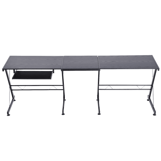 Office Desk Computer Table 2 in 1 L-Shaped Desk 130x130x73.5cm and Straight Desk 210x50x73.5cm Black