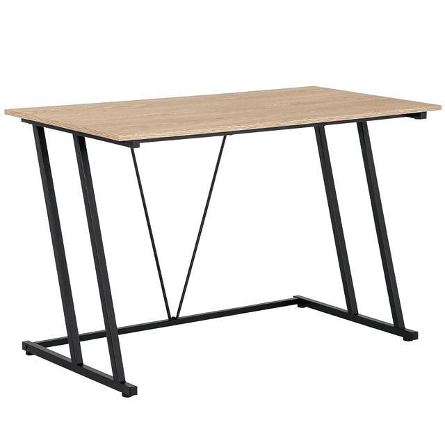 Desk Computer Table 120x60x85cm with Wooden Worktop and Metal Feet Cargo Modern Style Wood and Black