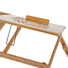 Bamboo Laptop Table Folding Reclining Height Adjustable Support Table Back 1 Drawer 55x35x22-30cm