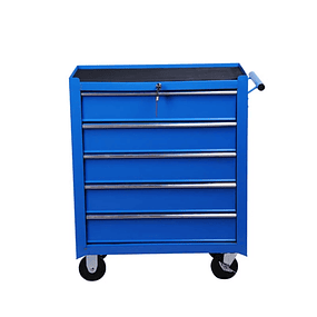 Tool trolley with 5 drawers and 4 steel wheels 67.5x33x77 cm - Blue