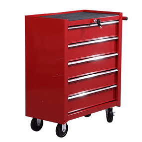 Tool trolley with 5 drawers and 4 steel wheels 67.5x33x77 cm