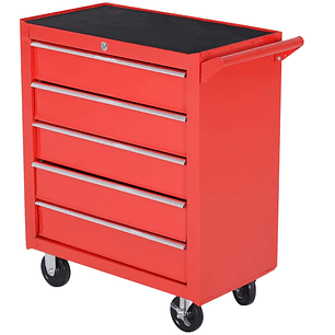 Carrinho de Ferramentas com Rodas Trava Armário de Armazenamento para Oficina de Garagem e Chapa de Aço em Casa 69x33x75cm Vermelho