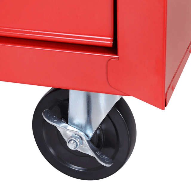 Carro de herramientas con ruedas de bloqueo Gabinete de almacenamiento para taller de garaje y hogar Chapa de acero 69x33x75cm Rojo