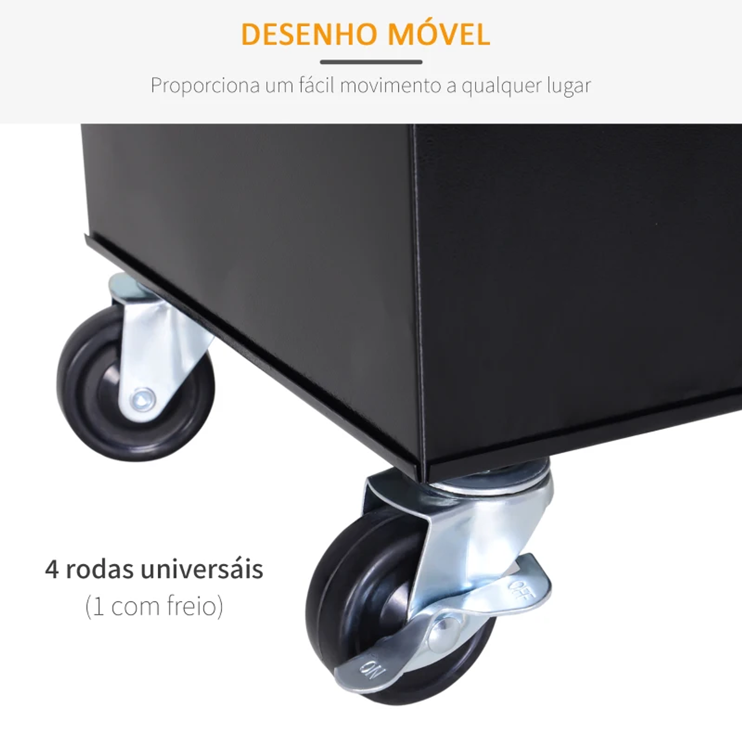 Carro de Ferramentas com Rodas Carro de Ferramentas Móvel com 5 Gavetas Armário de Armazenamento e Almofada Antiderrapante Carga 52kg para Garagem 60x28x104,5cm Preto 5