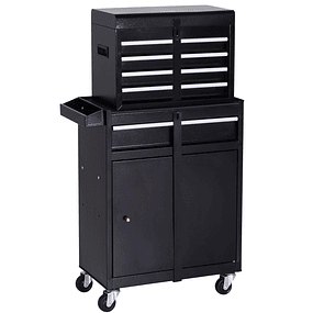 Tool Cart with Wheels Mobile Tool Cart with 5 Drawers Storage Cabinet and Non-slip Pad Load 52kg for Garage 60x28x104.5cm Black