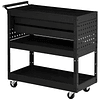Workshop Tool Trolley with Wheels Load 70kg Tool Trolley with 2 Drawers and 3 Shelves 76.5x39x79cm Black