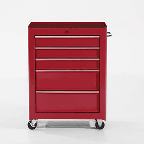Steel Tool Trolley with 5 drawers and 4 wheels 61.5x33x85 cm - Red