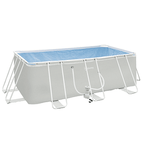 Tubular Collapsible Swimming Pool 440x240x122cm Rectangular Outdoor Swimming Pool with Purifier 4.000L/H 100cm Length Hoses and 9760L Gray Steel Structure