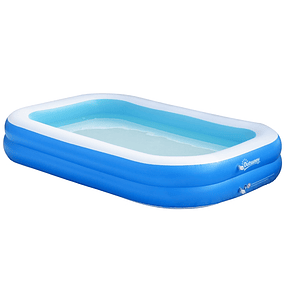 Rectangular Inflatable Pool 1300 Liters 262x176x56cm for 1-2 People Inflatable Pool for Adults and Children for Garden Exterior Patio Blue