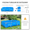 Piscina Tubular Abatible 291x190x75cm con Depuradora de Cartucho Piscina Exterior Rectangular para Adultos y Niños 3600L Azul