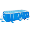 Piscina Abatible Tubular 440x240x122cm Piscina Exterior Rectangular con Depuradora 4.000L/H Mangueras 100cm Longitud y Estructura Acero 9760L Azul