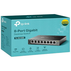 TP-Link TL-SG108S 8 portas Gigabit Ethernet 10/100/1000 Mbps Desktop Switch preto