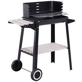 Charcoal Barbecue with Height-Adjustable Grill Shelves and Wheels for Outdoor Garden Camping 83x45x87 cm Black