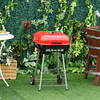 Barbacoa de carbón con Ruedas y Estante y Funda para Jardín Exterior Camping 46x52,5x76cm Rojo y Negro