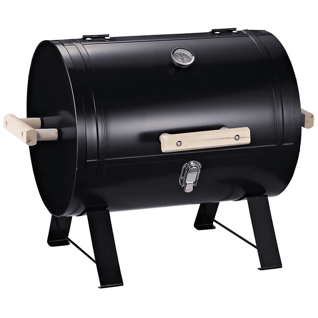 Compact Tabletop Charcoal Barbecue with Thermometer and Handles for Outdoor Garden Camping 50x35x39 cm Black