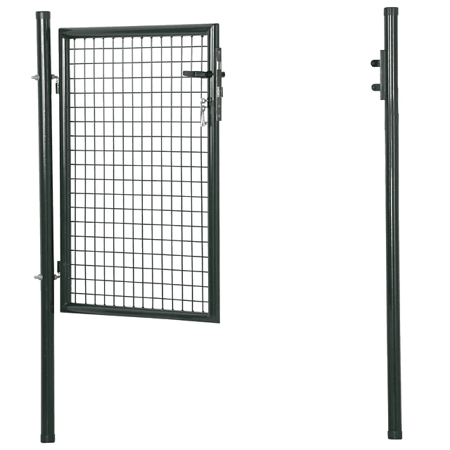 Puerta de valla de jardín de acero con manija de bloqueo y 3 llaves Puerta de valla exterior Patio Terraza 97x150cm Verde