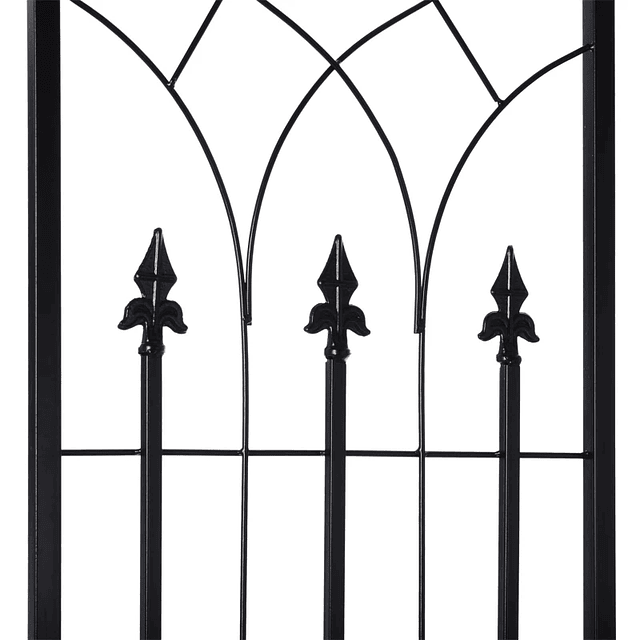 Arco de jardim com porta de treliça de metal com fechadura para plantas trepadeiras Pátio 131x49x212 cm Cor Preto fosco 