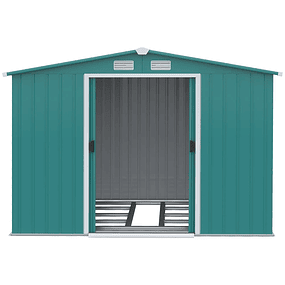 Galvanized Steel Garden Shed with Sliding Doors and Vents for Storage 260x206x179cm 4.7m² Green