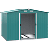 Caseta de jardín de acero galvanizado con puertas correderas y rejillas de ventilación para almacenamiento 260x206x179cm 4,7m² Verde