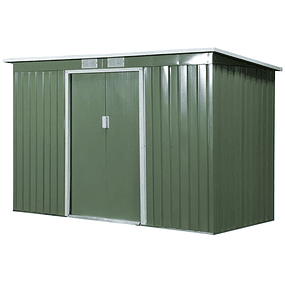Garden Shed 280x130x172cm Galvanized Steel Outdoor Shed with Sliding Door and Light Green Vents
