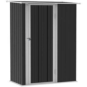 Garden Shed 1.07m² 142x84x189cm Galvanized Steel Garden Shed with Lock Door and Drain Holes for Tool Storage
