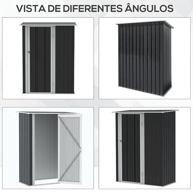 Cobertizo de jardín 1,07m² 142x84x189cm Cobertizo de jardín de acero galvanizado con puerta de cerradura y orificios de drenaje para almacenamiento de herramientas