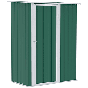 Garden Shed 1.07m² 142x84x189cm Galvanized Steel Garden Shed with Lock Door and Drain Holes for Tool Storage - Green