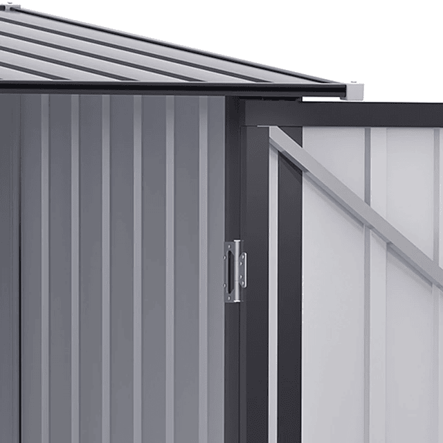 Cobertizo de jardín 0,92 m² 100x103x160cm Cobertizo exterior de acero galvanizado con puerta con cerradura y techo inclinado para guardar herramientas gris oscuro