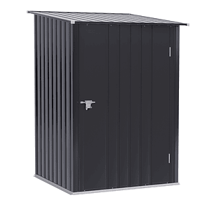 Garden Shed 0.92 m² 100x103x160cm Galvanized Steel Exterior Shed with Locking Door and Pitched Roof for Tool Storage Dark Gray