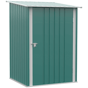 Garden Shed 0.92 m² 100x103x160cm Galvanized Steel Exterior Shed with Locking Door and Pitched Roof for Tool Storage Dark Gray - Green