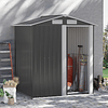 Cobertizo de jardín de 2m² 152x132x188cm Cobertizo exterior de acero galvanizado con puerta corredera y rejillas de ventilación Gris