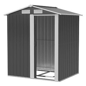 Cobertizo de jardín de 2m² 152x132x188cm Cobertizo exterior de acero galvanizado con puerta corredera y rejillas de ventilación Gris