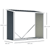 Cobertizo para leña de acero galvanizado con techo inclinado para jardín terraza exterior 185x84x133,5/148,5 cm gris