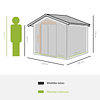 Caseta de jardín 258x206x178cm 5,3m² Caseta de acero galvanizado con puertas correderas y rejillas de ventilación para el almacenamiento de herramientas Green Gardening