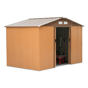 Outdoor Garden Shed 4.83m² 277x195x192cm Metallic Garden Shed for Tool Storage with Base Included and 4 Windows