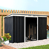 Garden Shed 280x130x172cm Galvanized Steel Outdoor Shed with Sliding Door and Dark Gray Vents