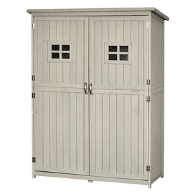 Outdoor wooden shed Garden tool cabinet Double doors Asphalt roof Compartments of different sizes 127.5x50x164cm - Gray
