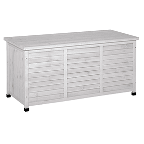 Storage Chest Wooden Garden Chest with Folding Lid and Shutter Design 127x56x60 cm