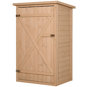 Armario de jardín de madera para herramientas con 3 baldas interiores puerta con pestillo y techo de asfalto 75x56x115cm - Madera