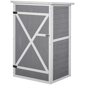 Wooden Garden Cabinet for Tools with 3 Interior Shelves Latching Door and Asphalt Roof 75x56x115cm