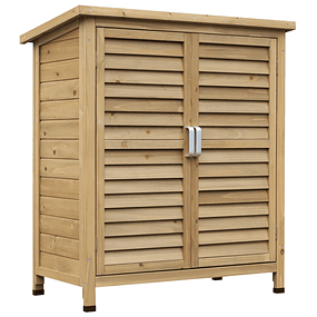 Wooden Garden Storage Cabinet with 2 Interior Shelves 2 Doors and Pitched Roof for Outdoor Terrace 87x46.5x96.5cm