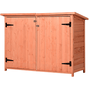 Wooden Garden Cabinet 128x50x90cm 0.48m² Tool Storage Cabinet with Asphalt Roof 2 Shelves and 2 Doors with Lock for Outdoor Terrace Wood