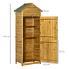 Armario de jardín de madera 79x49x190cm 0,28 m² Cobertizo para herramientas con techo de asfalto 3 estantes y 2 puertas con cerradura para terraza exterior Madera