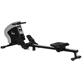 Foldable Magnetic Rowing Machine with 8 Resistance Levels Digital Monitor 2 Steel Frame and Transport Wheels for Home Fitness 183x56x56cm Black