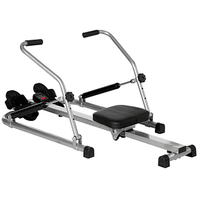 Foldable Hydraulic Rowing Machine with 4 Resistance Levels Digital Display and Non-slip Pedal Home Fitness Steel 129x70x70cm Black and Silver