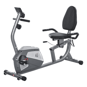 Bicicleta ergométrica reclinável com tela LCD e volante de 3 kg resistência magnética de 8 níveis assento ajustável 121,5-136x62,5x98 cm Cinza