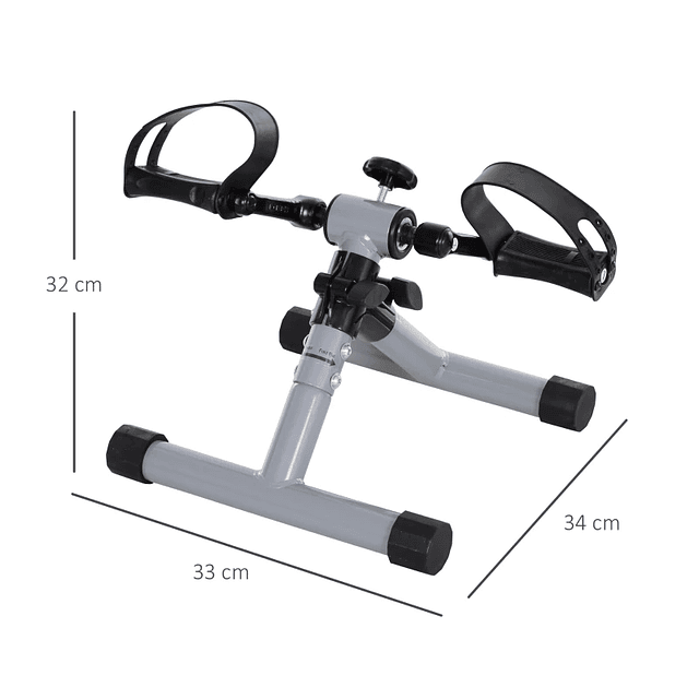 Mini Bicicleta Estática Plegable con Pedal Ejercicio Resistencia Ajustable para Entrenamiento de Piernas y Brazos 33x34x32 cm Gris